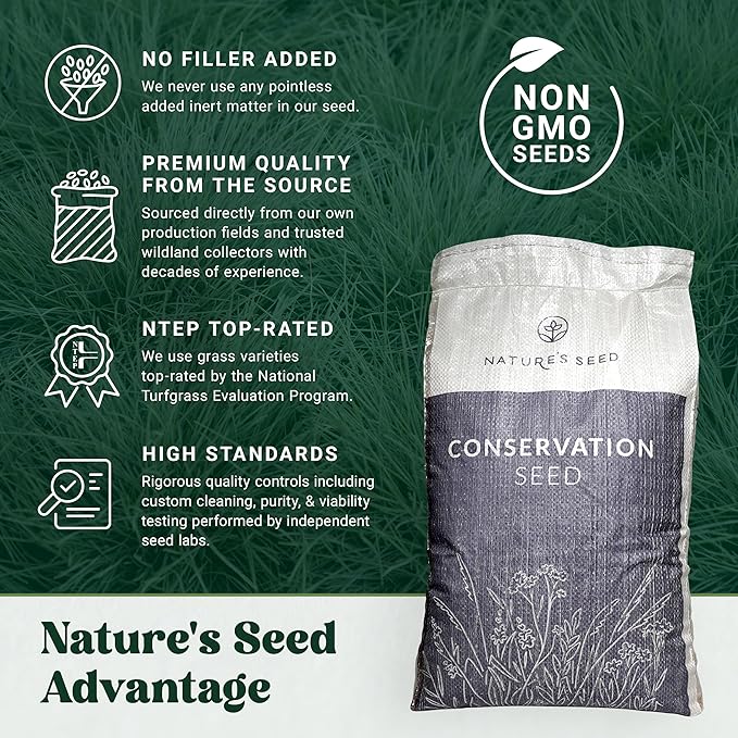 Nature’s Seed Sheep Fescue Grass Seed, Drought Tolerant, for Garden, Lawn, Yard, 5 Lbs