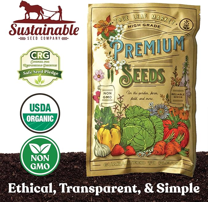 Cover Crop Seed Mix Organic - Pollinator & Bee Friendly Cover Crop Mix - 1/4 lb ~3,800 Seeds - Clover Cover Crop Blend - Includes Hairy Vetch Cover Crop Seeds, Crimson Clover, Peas, & Oats