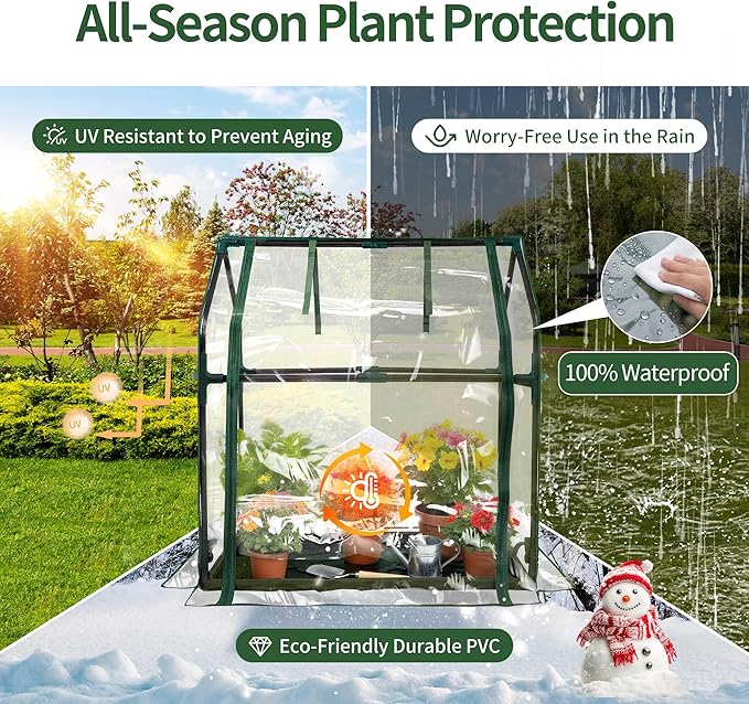 Mini Greenhouse 36"×18"×33" Small Greenhouse Seed Starting Waterproof Floor Mat Portable Greenhouse Patio Balcony and Garage Indoor & Outdoor