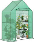 LEMY Mini Walk-in Greenhouse 3 Tiers 6 Shelves with PE Cover,Roll-Up Zipper Door and Mesh Windows,Anchors Ropes for Outdoor Garden,Backyard,Patio,Grow Vegetables,Flowers and Herbs