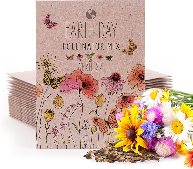 25 Earth Day 2025 Holiday Seed Packets (Wildflower Mix Seed Packets)