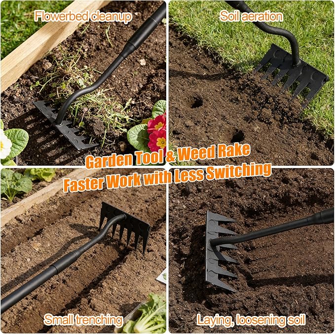 Weed Puller Tool, 56" Manual Weeder Tool with Sharp Blade, 8" Wide Heavy Duty Stand Weed Remover Gardening Hand Tool for Lawn, Yard, Patio and Backyard, Weeding Loosening Soil