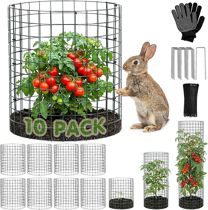 10 Pack Round Plant Protector from Animals – 30pcs 12" × 12" Metal Wire Mesh Garden Plant Cages Wire Plant Covers Pre-Bent Metal Mesh for Seedling Raised Bed Garden Protection for Vegetables Flower