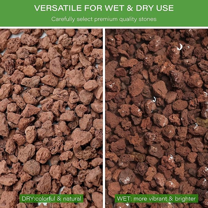 NUPICK 3lb Red Lava Rocks for Plants, 3/8" Succulent Potting Soil Amendments, Decorative Lava Rocks for Fire Pit, Volcanic Gravel for Aquarium, Natural Pebbles Pumice for Cactus, Vase, Top Dressing