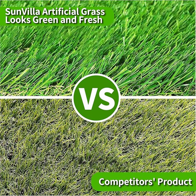 SunVilla Artificial Grass Rug Indoor Outdoor, 1ft x 13ft (13 Square FT) Realistic Thick Synthetic Fake Grass Mat for Dogs, Garden Lawn Landscape Patio Grass