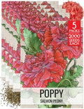 Seed Needs Salmon Peony Poppy Seeds for Planting Poppies - Heirloom & Open Pollinated Flowers to Attract Butterflies & Pollinators to a Butterfly Garden (5 Packs)