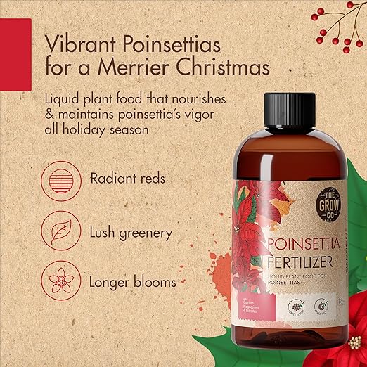8oz Poinsettia Fertilizer - Easy to Use Poinsettia Plant Food - Keeps Your Christmas Flowers Fresh, Colorful & Vibrant All Holiday Seasion - Ideal Fertilizer for Long-Lasting Christmas Flower Decor