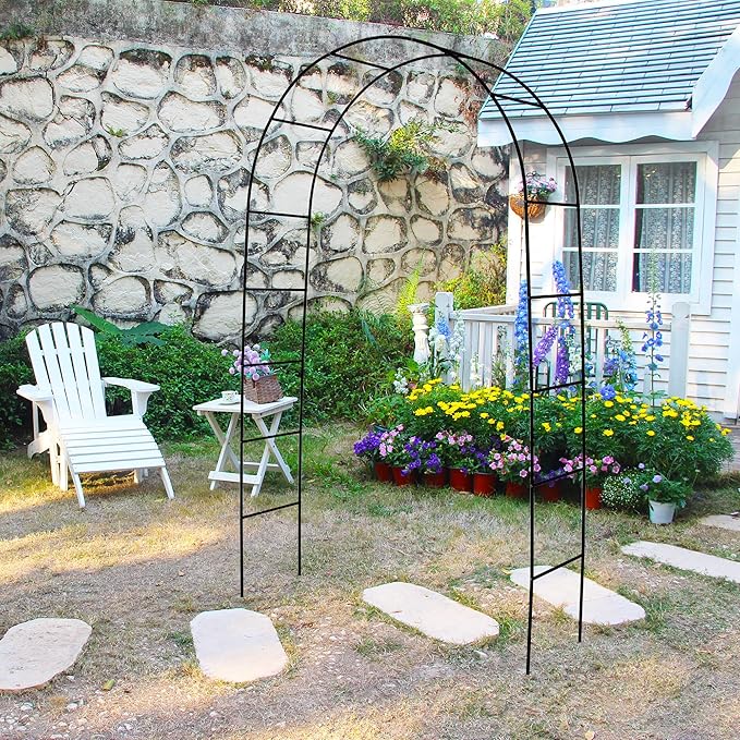 7.9 Ft H x 4.6 Ft W 2 Pack Metal Pergola Arbor,Assemble Freely 3 Sizes,for Various Climbing Plant Wedding Garden Arch