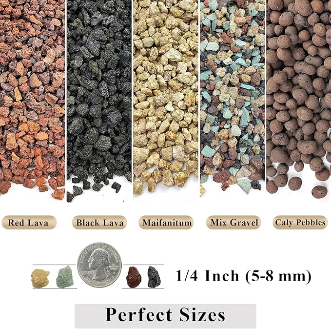 5 lbs Small Black Lava Rocks for Plants,1/4 Inch Crush Volcanic Rock Pumice Soil Additive for Succulent Aquarium Cactus Bonsai Fire Pits and Garden Landscaping