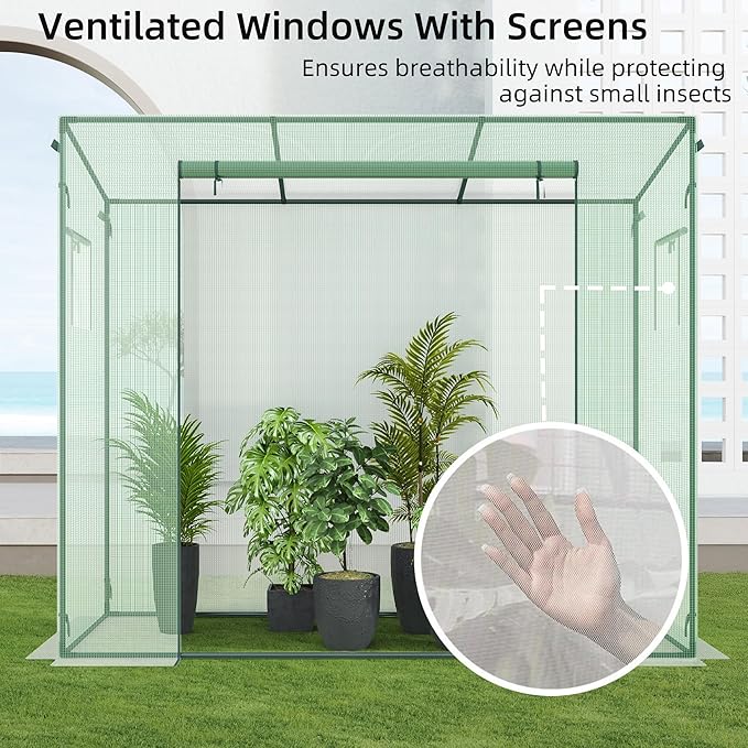 Kecreque Small Greenhouse for Outdoors, Green House for Winter with Roller Shutter Zipper Door and Window, Thickened PE Cover, Portable Greenhouse for Indoor and Outdoor Plant Growth