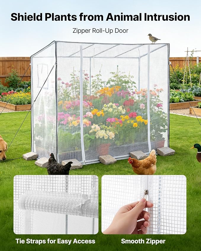 VEVOR Walk-in Greenhouse, 76.8" x 30.3" x 66.1" Greenhouse for Outdoors with Windows, PE Cover, Roll-Up Zipper Door, Walk in Green House Kit, Portable Plant Garden Hot House for Backyard, Outside