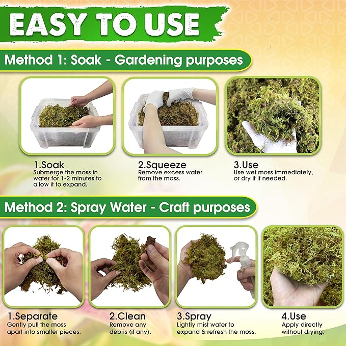 DUSPRO 5oz Dried Moss for Potted Plants, Forest Orchid Moss for Potting Mix, Sphagnum Potting Moss for Plants Indoor, Real Moss Soil Cover for Houseplant