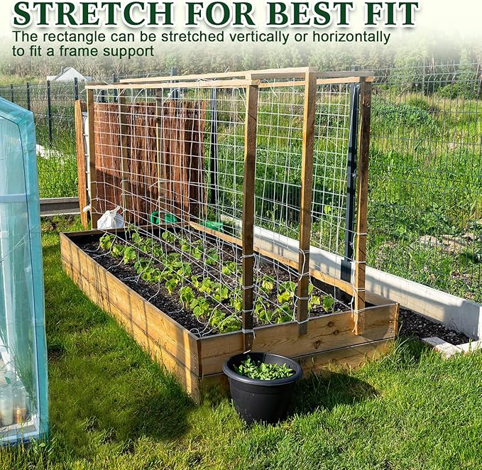 1 Piece White Jute Net Plant Support Netting 6.6 x 16.4 ft Heavy Duty Garden Plant Trellis Netting for Climbing Outdoor Indoor Grow Net for Cucumber Vine Tomatoes Peas Flower Fruits Vegetables