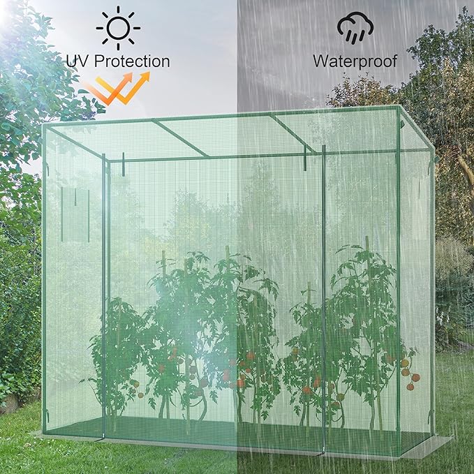 Kecreque Small Greenhouse for Outdoors, Green House for Winter with Roller Shutter Zipper Door and Window, Thickened PE Cover, Portable Greenhouse for Indoor and Outdoor Plant Growth