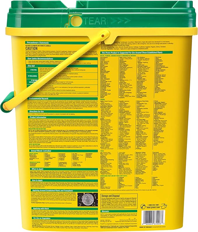 Preen Garden Weed Preventer Plus Plant Food - 16 lb. Pail - Covers 2,560 sq. ft.