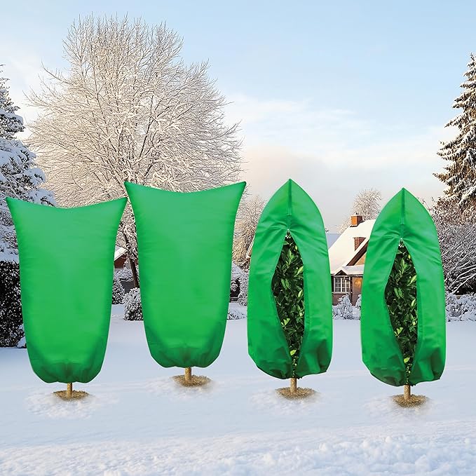 SCRUBIT Plant Covers Freeze Protection, 47.2" W x 70.8" H Frost Cloths for Outdoor Plants & Fruit Trees with Zipper and Drawstring, Thick Winter Plant Covers - 2 Pack Tree Frost Blankets for Shrubs