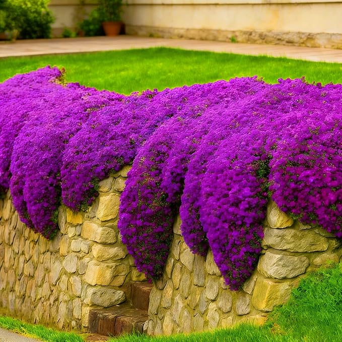 Purple Creeping Thyme Ground Cover Flower Seeds for Planting, 20008pcs Perennial Purple Creeping Wild Thymus Seeds, Non-GMO Heirloom Wild Thymus Serpyllum Flower Plants for Home Garden Outdoors