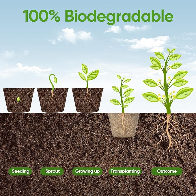 Jolliance 60 Pack 4” Peat Pots for Seeding with 60Pcs Plant Labels, Biodegradable Seed Starter Pots with Drainage Holes, Garden Germination Nursery Pots
