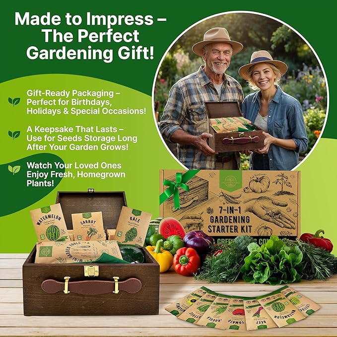 75 Vegetable & Greens Seeds Variety Pack, Garden Seed Starter Kit - Over 44,700 Non-GMO Heirloom Seeds for Planting Vegetables and Greens, Seed Box with Gardening Supplies, Survival Kit