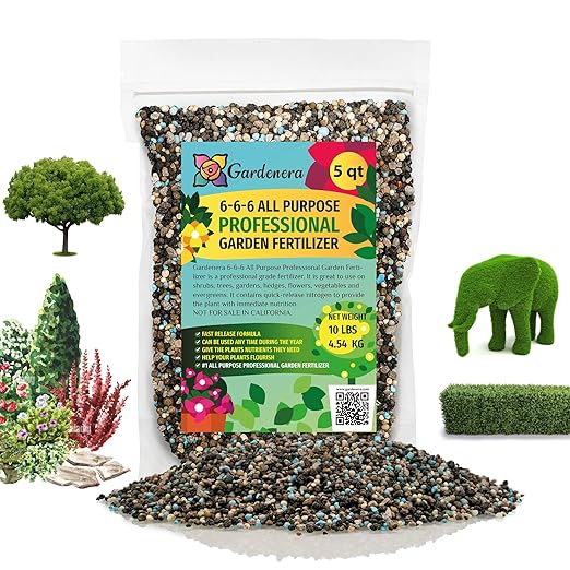 Gardenera 6-6-6 All Purpose Professional Garden Fertilizer - Optimize Nutrition for Thriving Plants in Every Corner of Your Garden - 5 QUARTS