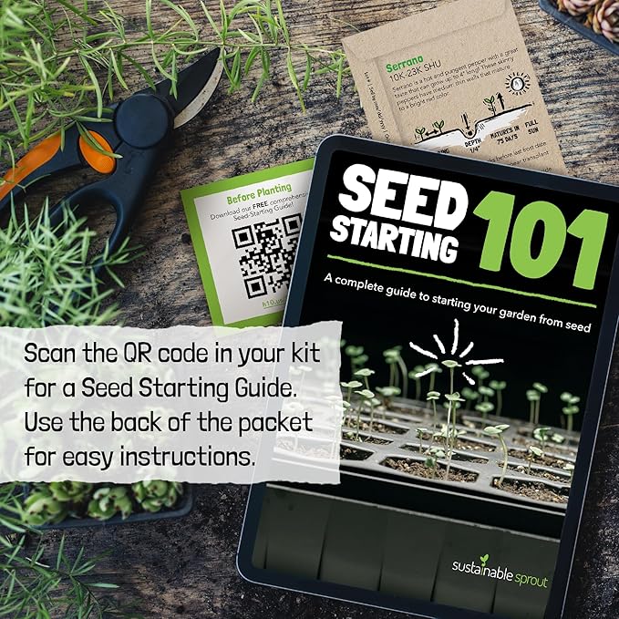 Hot Pepper Seeds for Planting - 7 Heirloom Chili Pepper Seeds Variety Packets Garden Seeds for Planting Cayenne Anaheim Hungarian Wax Pepper Habanero Serrano Poblano, & Jalapeno by Sustainable Sprout