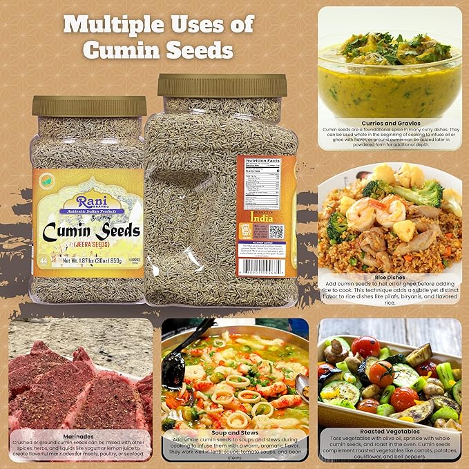 Rani Cumin Seeds Whole (Jeera) Spice 30oz (1.87lbs) 857g PET Jar ~ All Natural | Gluten Friendly | NON-GMO | Kosher | Vegan | Indian Origin