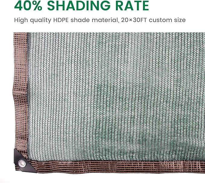 Xlimin 40% 20 X 30 FT Green Shade Cloth, Outdoor Woven Sun Shade with Grommets, Durable Breathable Netting Shading Antifreezing for Patio, Garden, DIY Home, Plants Cover, Greenhouse, Dog Kennel
