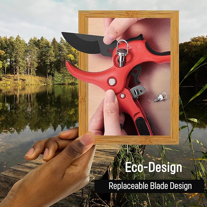 DUROX - Ratchet Pruning Shears, Garden Shears with 3X Cutting Power. Effort-Saving Heavy-Duty Anvil Pruners. Replaceable Blade Cutting Blade Design. Ideal Secateurs for Precise Trimming, Model DGR-01
