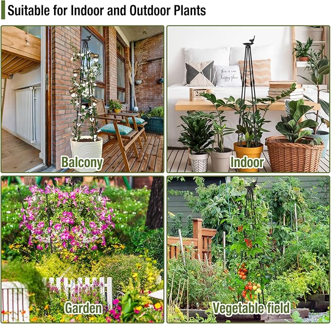4Ft Garden Trellis for Climbing Plants Outdoor, 2Packs Trellis for Monstera Plants Indoor Large, Tower Obelisk & Fan-Shaped Plant Support Garden Trellis for Potted Flowers, Tomatoes, Vines