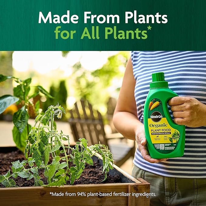 Miracle-Gro Organic Plant Food - Use with Indoor or Outdoor Plants, Organic Liquid Fertilizer for Containers and In-Ground Gardens, OMRI Listed, 32 fl. oz. (2-Pack)