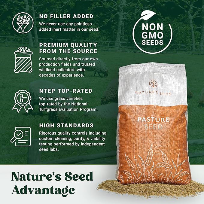 Nature's Seed Northern Sheep Forage Mix, Cattle Pasture Grass Seed Cool-Season Blend, Nutrient-Rich, 10 lbs