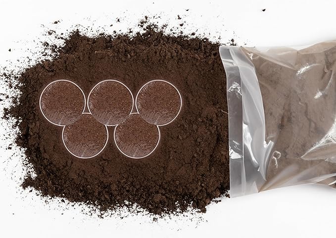 CaliKiwiPros 5 Large 65gm Coco Coir disks Ideal Potting Soil for Indoor & Outdoor Plants. 1 Disk Creates 1.5lbs of Soil Fills a 9'' x 6'' Plastic Bag. Greatest Volume & Value as Almost 4 quarts.