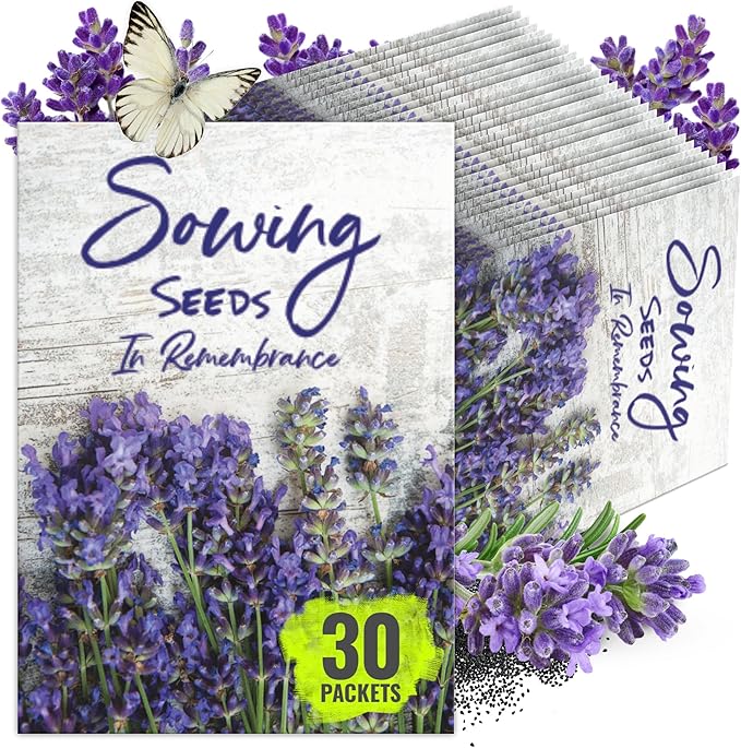 Seed Needs Lavender Seed Packet Favors - Thoughtful Gifts/Handouts for a Memorial or Funeral Service to Remember Loved Ones - Sowing Seeds in Remembrance (30 Packets)