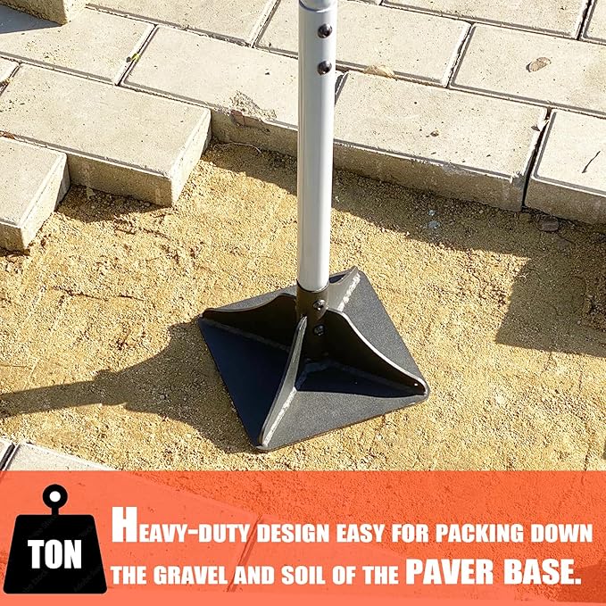 Heavy Duty Steel Tamper 8"x8" with 48 inch Handle and Rubber Grip Ideal Garden Landscaping Rammer for Earth Soil Asphalt, Gravel and Dirt Compaction Levelling Paver Tool Trash Tamper