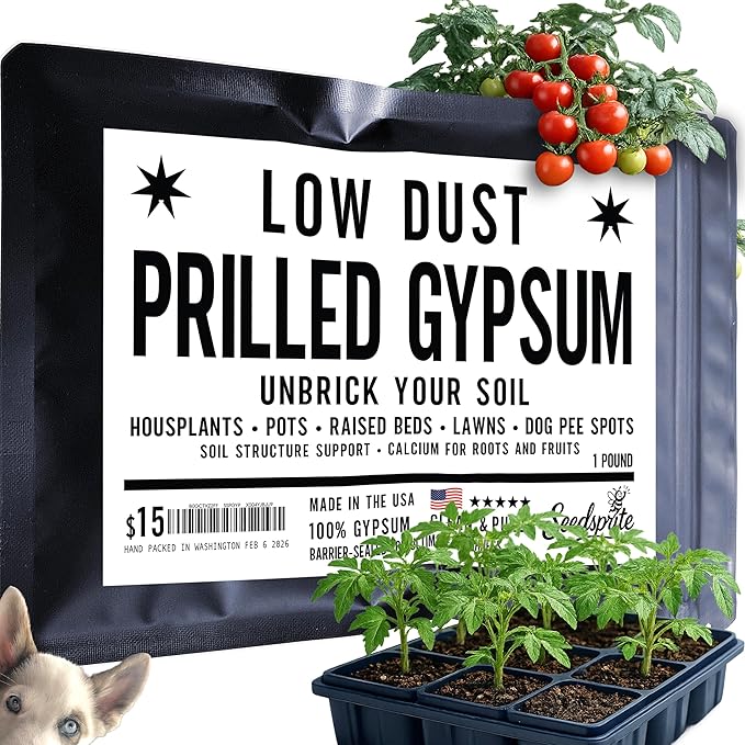 Prilled Gypsum 1lb Pellet/Pelletized Calcium Fix Loosens Dense Soil + Low Dust Granules + Dog Pee Lawn Spots Rebound + Houseplants Containers Coco Coir Raised Beds Hydroponic + Mined/Made in USA