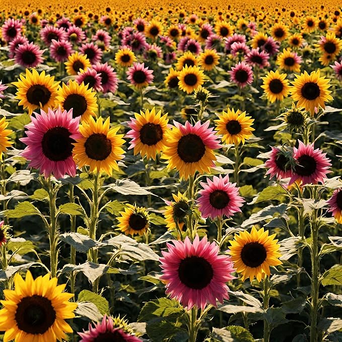 100 Pcs Multicolor Dwarf Variegated Sunflower Seeds Home Garden Decor Plant
