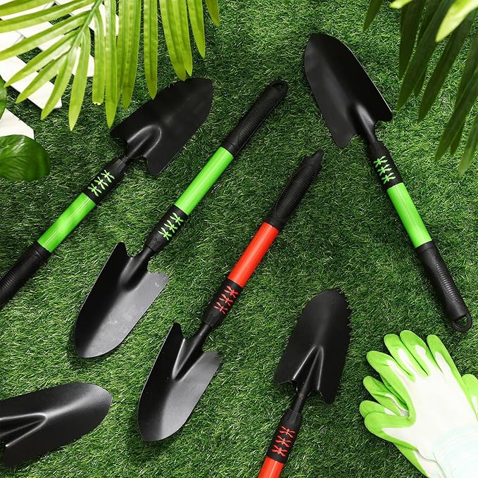 6 Pcs Small Garden Shovel for Digging 16.93'' Long Handle Garden Hand Shovel Metal Hand Trowel Spade for Planting Gardening Farm Lawn Yard Beach Home Shop