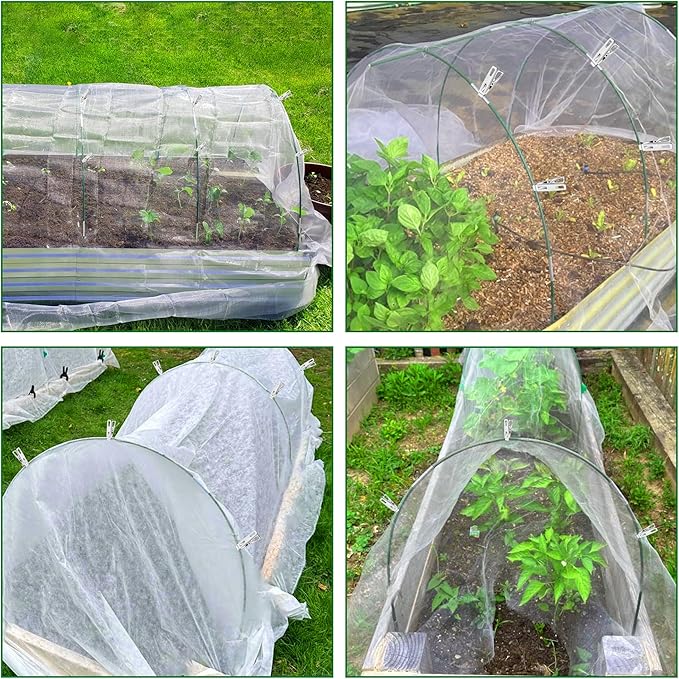 FOTMISHU Garden Hoops for Raised Beds Row Cover,5 Sets 7ft Grow Tunnel,Rust-Free Fiberglass Greenhouse Support Hoops Frame for Garden Mesh Netting, Outdoors Plant Growth -24PCS