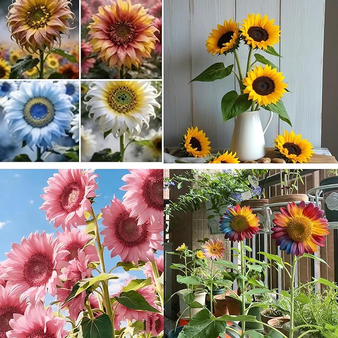 200+ Sunflower Flower Seeds for Planting, Mixed Color Sunflower Seed, Heirloom Non-GMO Perennial Rare Sunflower Flower Seeds for Garden Home