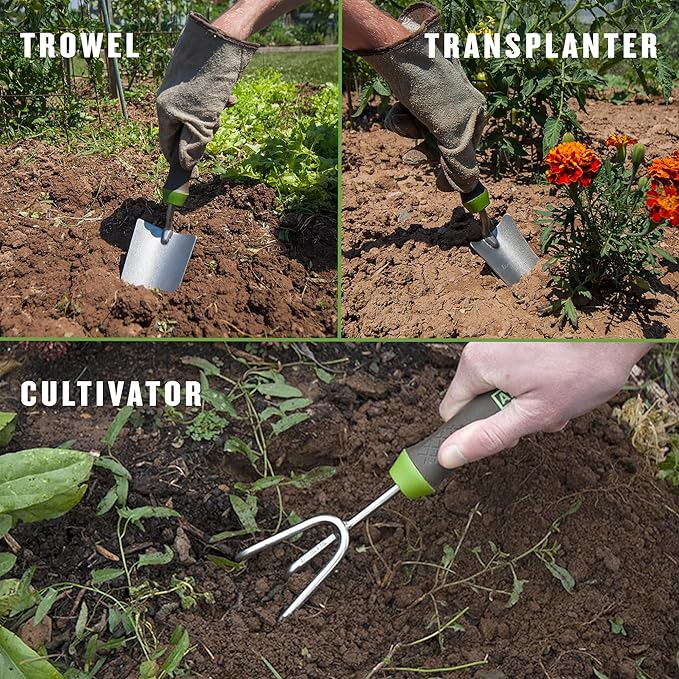 AMES 24451009 6-pc. Ergo Gel Grip Garden Tool Set with Hand Trowel, Weeder, Rake, Transplanter, Scoop & Cultivator