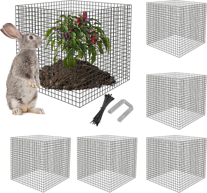 UNIFAMILY 20 Pcs Plant Protectors from Animals, 5 Packs Metal Wire Plant Cage, Garden Protector Cage from Deer, Mesh Garden Protector from Rabbits, Chicken Wire Plant Covers from Animals
