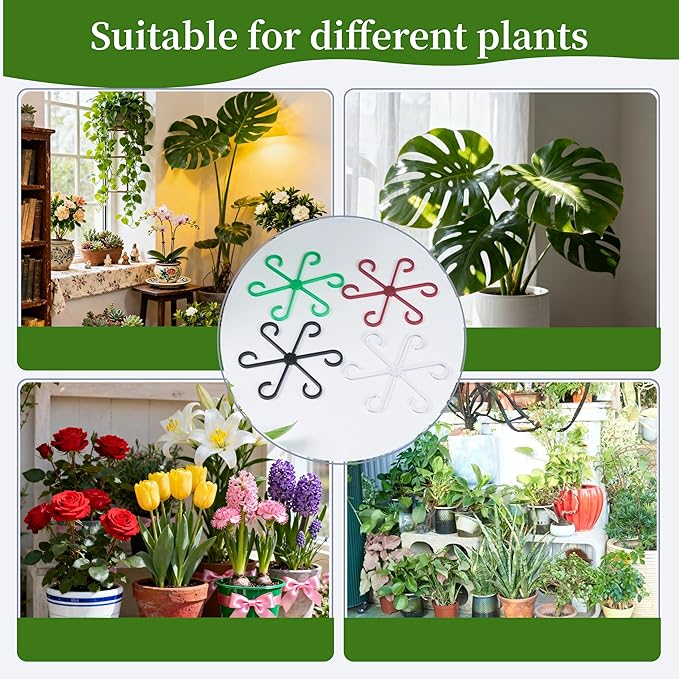 8/16/32PCS Plant Stem Support,4 Sizes Set,Plastic Stems Holder for Indoor Plants, Reusable Stem stabilizer,Keeps Potted Houseplants Growing Straight (16, Green)