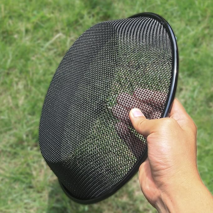 11.8" W Soil Sifter for Gardening, 2mm Grid Rock Sifter for 5 Gallon Bucket, Stainless Steel Fine Dirt Sifter, Compost Sifter for Capturing Dirt, Sand, Rocks, and Filtering Compost (Black)