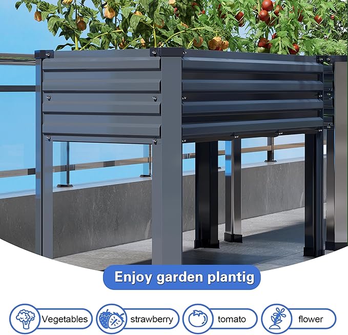DIIYIV Galvanized Raised Garden Bed with Legs,2PCS 48×18×30in Elevated Planter Box for Backyard,Outdoor Garden, Patio, Balcony, 300lb Capacity,Grey