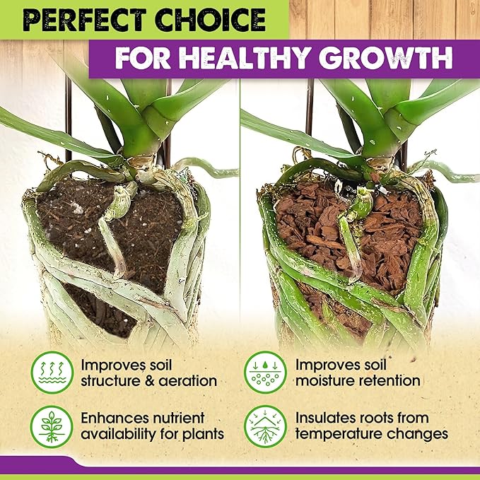 DUSPRO Recycle Orchid Bark Bulk for Plants, Optimal Texture Bark for Orchids Potting, Ideal Wood Chips for Plants (2 Quart)