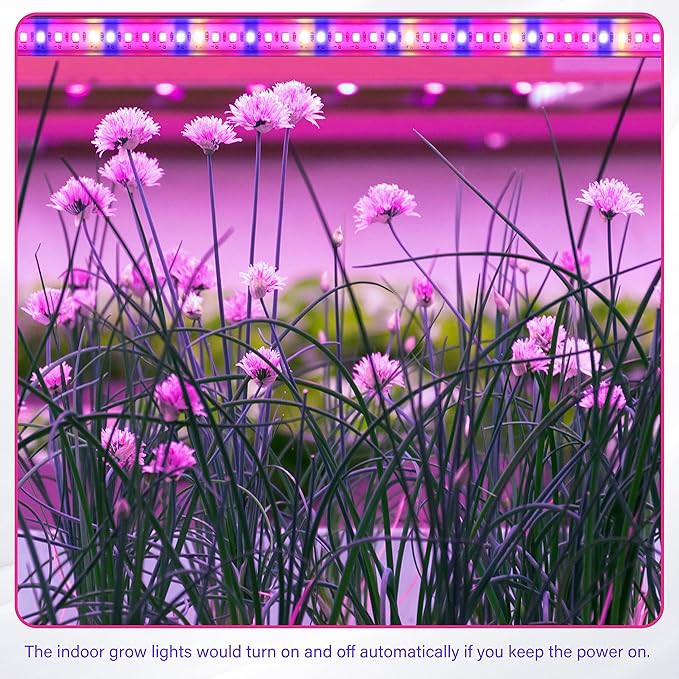 iPower Plant Grow Light Strips 96 LEDs for Indoor Plants, Auto ON & Off Timer and Multi-Dimmable Levels
