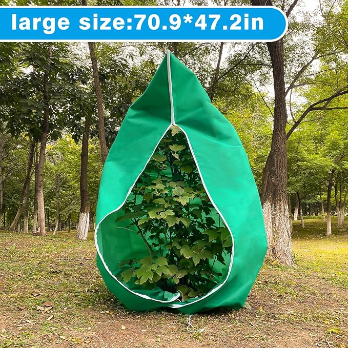 4 Pack Plant Covers Freeze Protection(71" x 47.3"),2.82 oz/sq yd Non-Woven Fabric,Frost Covers with Zipper Drawstring Plant Protection Cover Bags for Outdoor Winter Frost Cold Weather