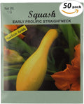 Set of 50 Early Prolific Straightneck Squash Vegetable Seed Packs - 100% GMO Free - Heirloom - Black Duck Brand (50, Squash- Early Prolific Straightneck)