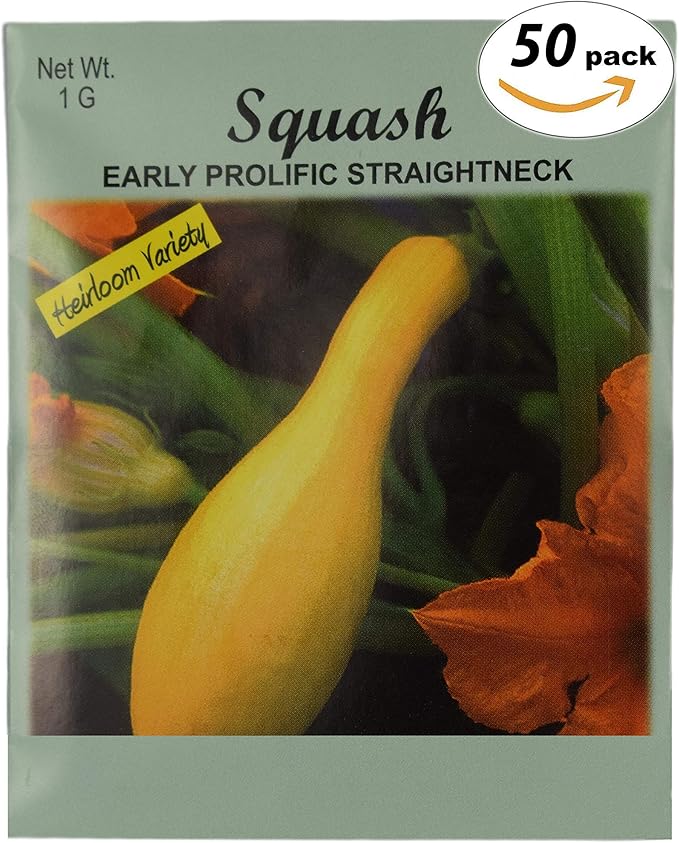 Set of 50 Early Prolific Straightneck Squash Vegetable Seed Packs - 100% GMO Free - Heirloom - Black Duck Brand (50, Squash- Early Prolific Straightneck)