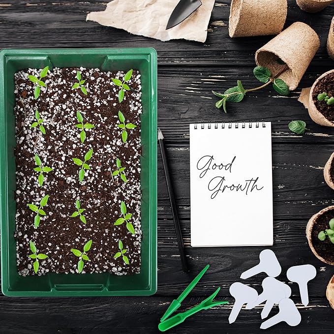 6 Packs Seed Starter Tray Kits with Humidity Dome, Plastic Germination Growing Trays with Plants Labels Planting Tools for Seeds Growing Starting, Germination Seedling Propagation, Green